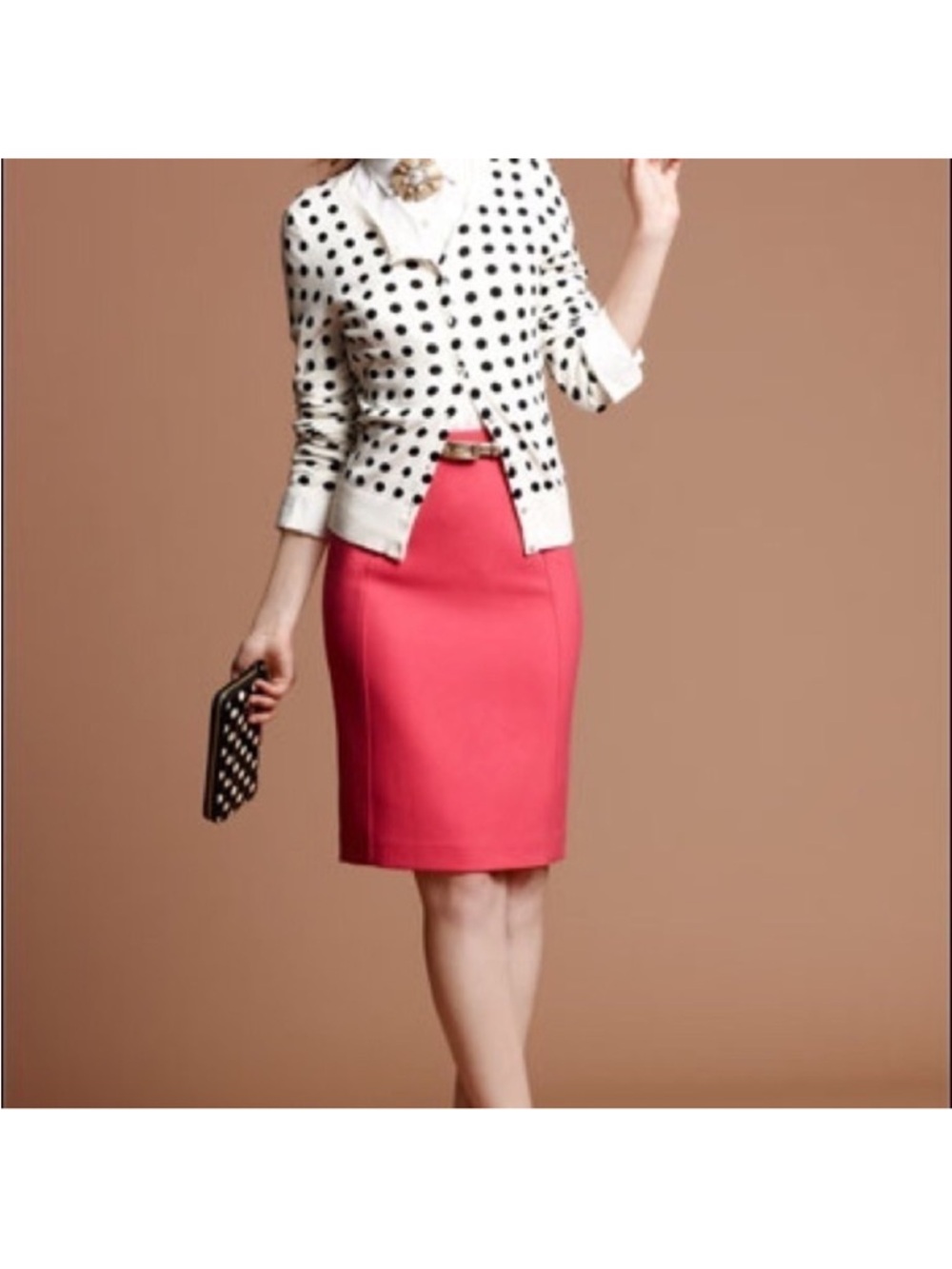 Halogen Coral Red Orange Fitted Pencil Skirt 6